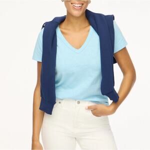 J.Crew Short-sleeve V-neck Girlfriend Tee WMNS M Crisp Sky Blue Cotton Loose Fit
